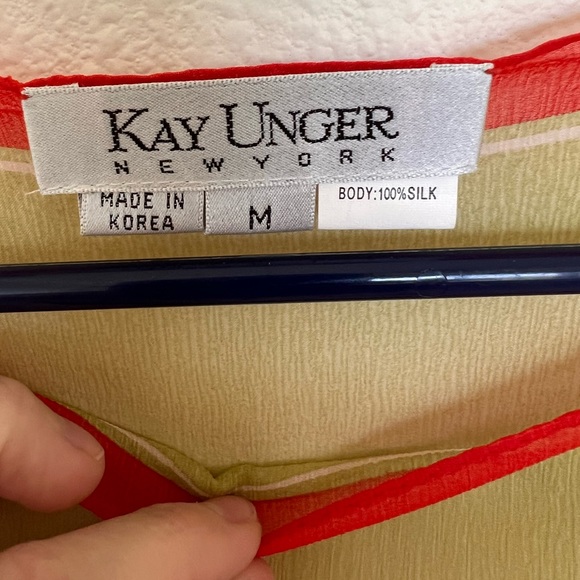 Kay Unger Sheer 💯 silk top blouse flowy boho women's size medium - Picture 6 of 9